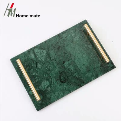 China Luxury Restaurant 30x20cm Tray With Gold Color Home.Restaurant.Bar.Hotel.Wedding trend green marble handle new for sale