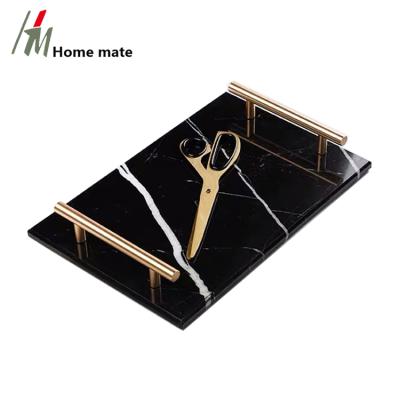 China Home.Restaurant.Bar.Hotel.Wedding China Factory Direct Wholesale Rectangle Food Serving Tray Natural Black Marble Tray for sale