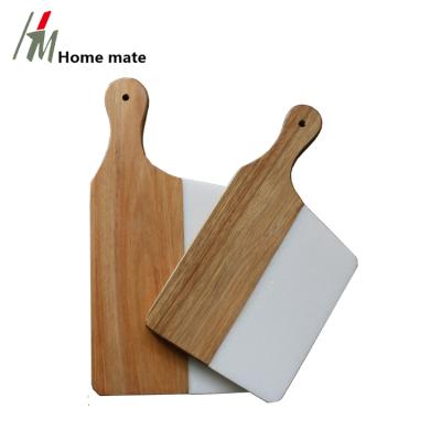 China New China Sustainable Design Marble Stone And White Wood Pastry Dish With Paddle For Home Decor for sale