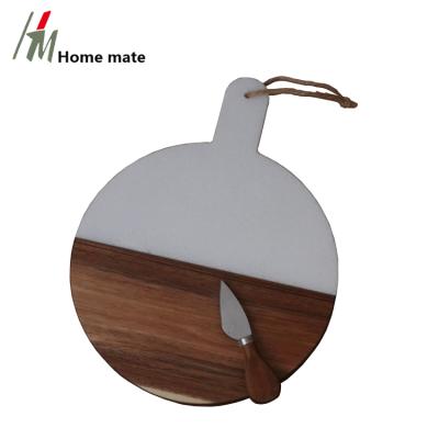 China Viable Factory Directly Wooden Chopper Tray Marble and Wooden Cutting Board Marble Cheese Board for sale