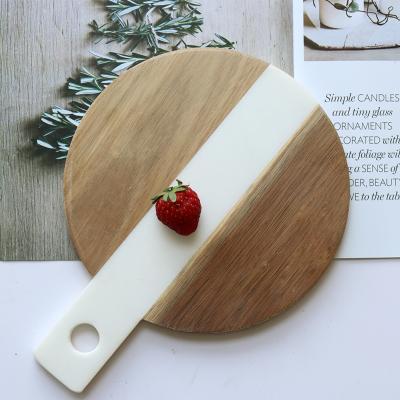 China 2022 Viable Hot Sale Wooden Cutting Board And Handle Breakfast Board Design White Marble Serving Board for sale