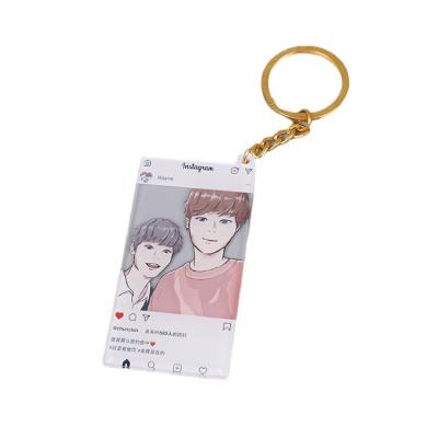 China Promotion Gift White Plastic Rectangle Key Chain Photo Frame Clear Acrylic Transparent Keychain for sale