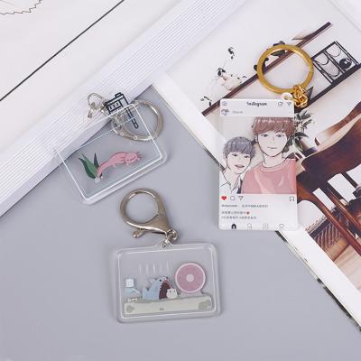 China Clear Acrylic Square Keychains, Blank Plastic Square Key Chain Insert Clear Acrylic Promotion Gift Photo for sale