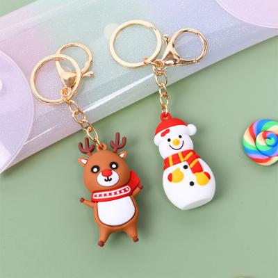 China Wholesale Custom Cartoon Cute Soft PVC Key Chains Santa Claus Christmas Gift Rubber Metal Key Chain for sale