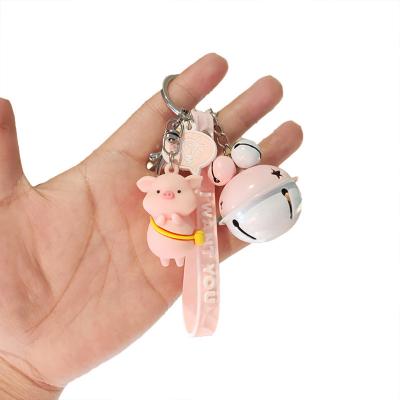 China Cute Pig Bell Cute Pig Cartoon Car Cartoon Key Chain Small Pendants Custom Small Gifts for sale