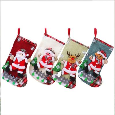 China Stocked Christmas Stockings Kids Santa Sock Accessories Christmas Adornos De Navidad Family Holiday Xmas Party Decorations for sale