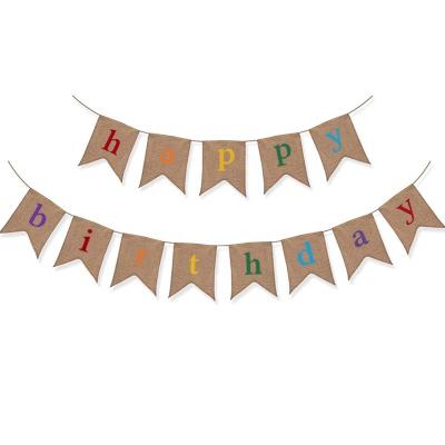 China Christamas Home Decoration Happy Birthday Letter Pull Flag Color Rabbit Carrot Party Decoration Pull Canvas Flag for sale