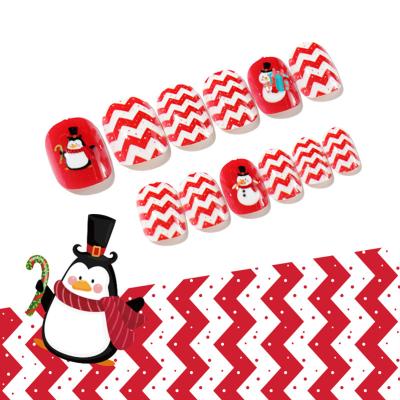 China Easy Apply Christmas Kids Fake Nails Nail Art Tips Full Cover Kids Simple Press On Nails for sale