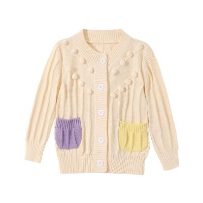 China Anti-pilling wholesale 1-4 years winter children cardigan sweaters kids warm coats girls knitted clothes twisted back because for sale