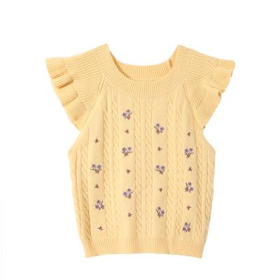 China Wholesale 1-6 Years Autumn Winter Kids Sweater Custom Anti-pilling Vest Crochet Embroider Children Crewneck Sweater Apparels for sale