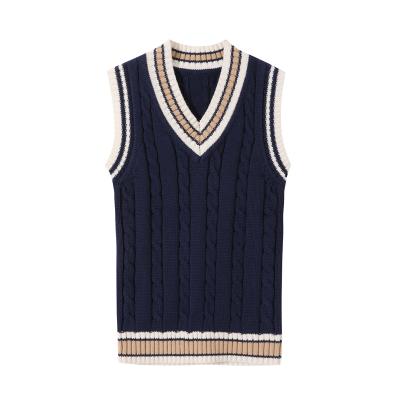 China Wholesale Custom 1-6 Years Autumn Winter Kids Sweater Anti-pilling Vest Crocheted Preppy Style Kids V-Neck Sweater Apparels for sale