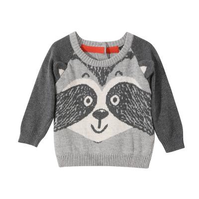 China Cute Animal Pattern Anti-pilling Cotton Crewneck Sweater for Ages 1-4 Baby Boy and Girls Knitted Single Breasted Sweater Front for sale