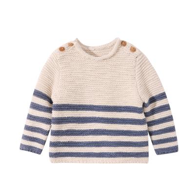 China Anti-pilling pullover cotton knitted stripe sweater for kids round neck winter warm lower sweater for boys and girls for sale