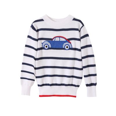 China 1-4 Years Winter Kids Anti-pilling Long Sleeve Sweater Knitting Embroidered Stripe Boys Girls O-Neck Apparel Baby Kids Sweaters for sale