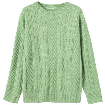 China Fashion Style Anti-pilling Cable Knit Warm Custom Vintage Sweater Women's Pullover Knitted Sweater Girls Sweaters for sale