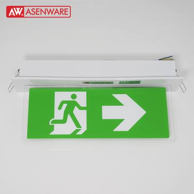 China Emergency Emergency Exit Sign Fire Safety Evacuation Green Exit Sign Light IP30 Led Lamp Rechargeable Buld for sale