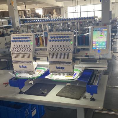 China Hat/shirt/flat/3D/sequin/Cording/Beading/Chenille double heads 15 needles computerized flat embroidery machine BR-1502, hat embroidery machine for sale