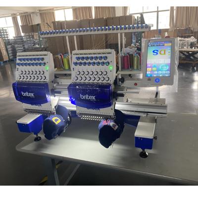 China Hat/shirt/flat/3D/sequin/Cording/Beading/Chenille double heads 15 needles computerized flat embroidery machine BR-1502, hat embroidery machine for sale