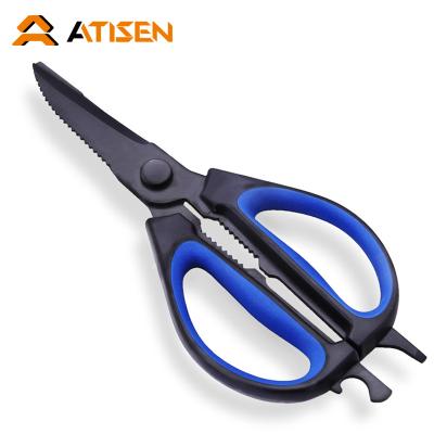 China ATISEN Easy Control High Quantity Fishing Scissors Outdoor Kitchen Shears Stainless Steel Universal Scissors with Non-slip Handle for sale