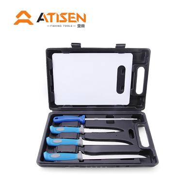 China ATISEN Outdoor Drinking Blue 5pcs Knife Set Fishing Net Knife Kit With TPR Handle for sale