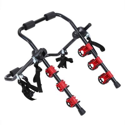 China Porte velo Pour Car Rear Rack Bike Carrier For Sedan Bicycle Tailgate Car Rear Rack Tailgate Rack Carrier 3 Bikes Safety Ropes for sale