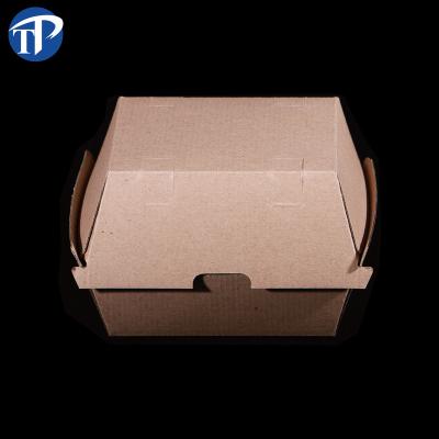 China Recyclable Clamshell Kraft Paper Hamburger Disposable Food Grade Takeaway Packaging Box for sale