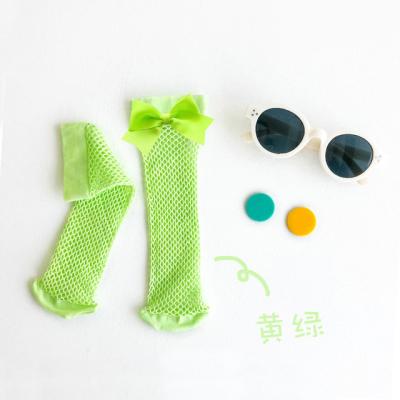 China QUICK DRY Candy Color Bows Mesh Kid Stocking Solid Color Breathable Fashionable Kids Socks for sale