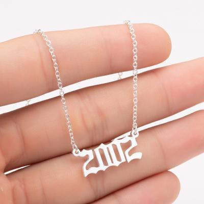 China Hiphop Stainless Steel Number Necklace Birth Year Pendant Necklaces for sale