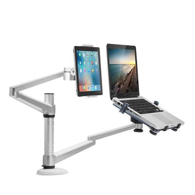 China ABS and Aluminum Laptop and Tablet Double Arm Desk Mount for sale