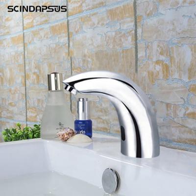 China Brass Sense Faucets Sink Sensor Faucet With Soap European Sense Automatic Induction Under Counter Electric Faucet for sale