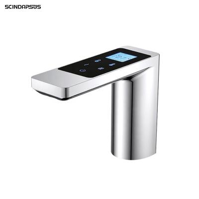 China Smart Sense Faucets Brass LCD Display Faucet Digital Temperature Water Automatic Touch Control Basin Faucet for sale