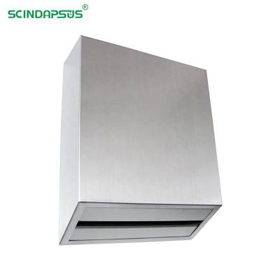 China Modern Stainless Steel Tissue Holder Scindapsus Wall Mounted Roll Down Tissue Dispenser For Public Toilet for sale