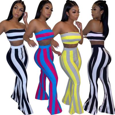 China Summer viable five star sportswear women tracksuit fashion y2k rate woman stripe pant two piece sets for sale