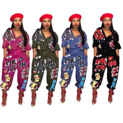 China Amazon Viable Best Selling Graffiti One Piece Clothing Harem Oversized Pants Plus Size Rompers And Overalls For Women for sale