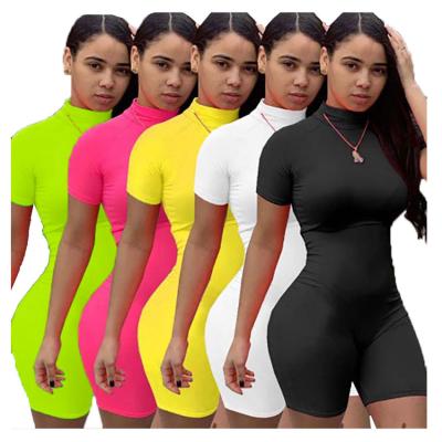 China Latest design SAB8040 solid color activewear fashion viable stretchy hot bodycon shorts sexy woman jumpsuit for sale