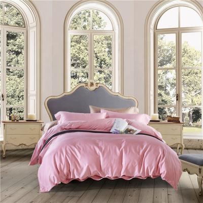 China Pink Plain Dyed Pattern Disposable Blush Maker Sheet Stripe Ssateen Cotton Duvet Cover Set for sale