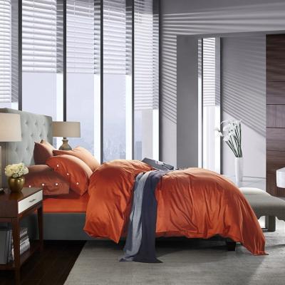 China 100% Cotton 300TC Full Queen King Sateen Disposable Twin Orange 4 Piece Bedding Set for sale