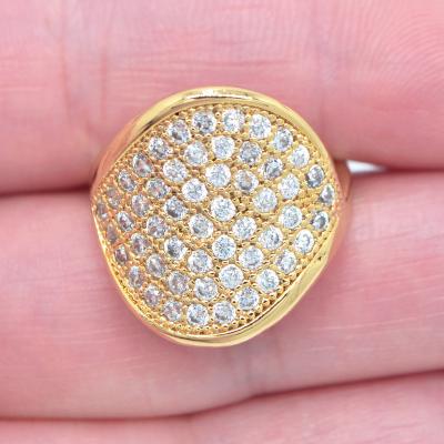 China CLASSIC 18K Gold Plated Clear Cubic Zircon Curve Oval CZ Women Cocktail Ring Jewelry for sale