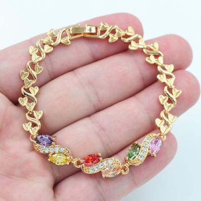 China TRENDY 18K Gold Plated Multicolor CZ Cubic Zircon Bracelet Women Jewelry for sale