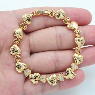 China TRENDY 18K Gold Plated Women's Cubic Zircon Laser Engraving Love Hearts Bracelet Jewelry for sale