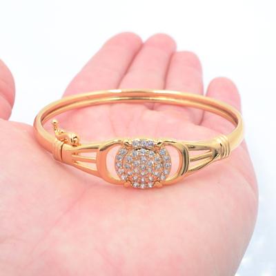 China TRENDY 18K Gold Plated Women Round Clear CZ Cubic Zircon Charm Bracelet Bangle Jewelry for sale