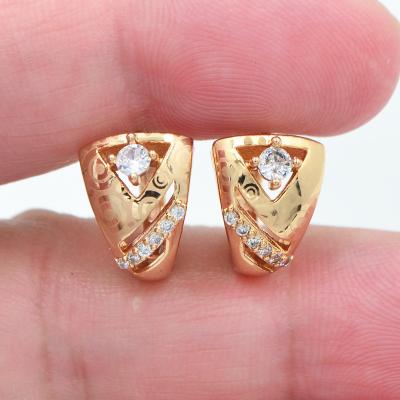 China TRENDY 18K Gold Plated Women Personality Clear CZ Cubic Zircon Huggie Earrings Jewelry for sale