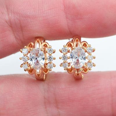 China TRENDY 18K Gold Plated Women Shape Multicolor CZ Cubic Zircon Gorgeous Huggie Party Earrings Jewelry for sale