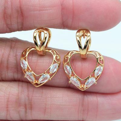 China TRENDY Women's 18K Gold Plated CZ Cubic Zircon Love Heart Dangle Huggie Earrings Jewelry Gift for sale