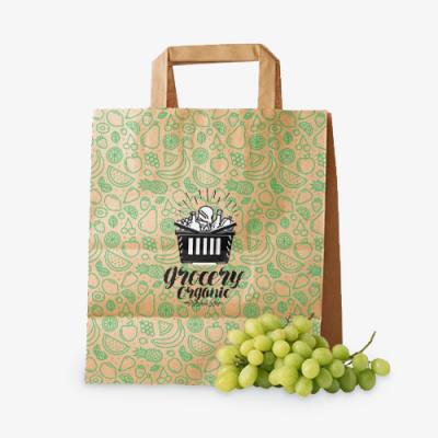 China Recycled Materials Wholesale Eco Friendly Custom Printing Carry Recycled Brown Kraft Paper Shopping Packaging Restaurant Cafe Food Takeaway Bags for sale