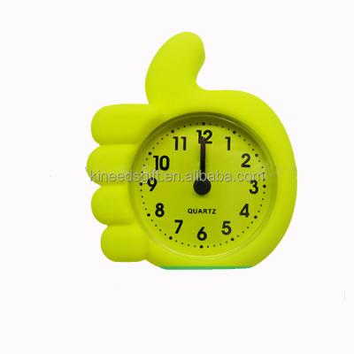 China OEM Acceptable Creative Silicon Digital Mini Candy Color Round Face Rubber Alarm Clock for sale