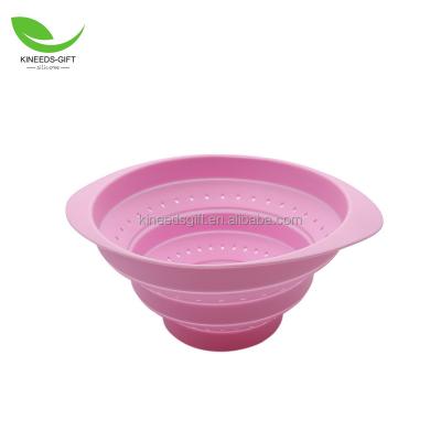 China Viable Silicone Collapsible Colander Silicone Drain Basket Kitchware Vegetable Fruit Wash Microwave Multifunctional Dish Cover for sale