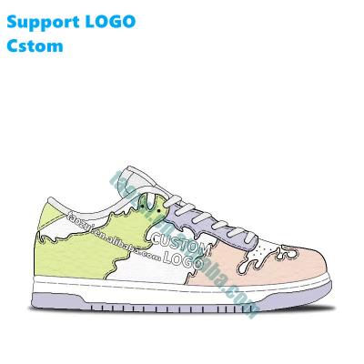 China Others 2022 Pattern Design Custom Logo Dunk Basketball Shoes Fashion Women Sneakers Retro Sports Shoes for sale