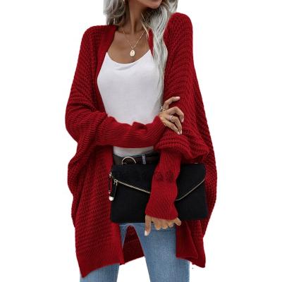 China New Fashion Anti-wrinkle Women's Casual Waffle Bat Sleeve Quilting Loose Cardigan for sale