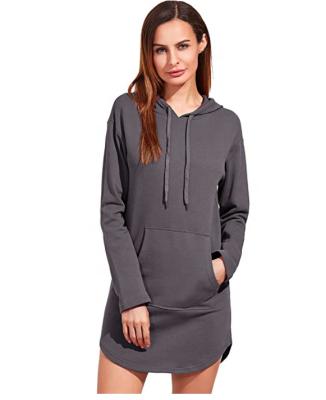 China Custom Anti-wrinkle Women Sweatshirt Dress Hoodie With Pockets Women Casual Long Dress for sale